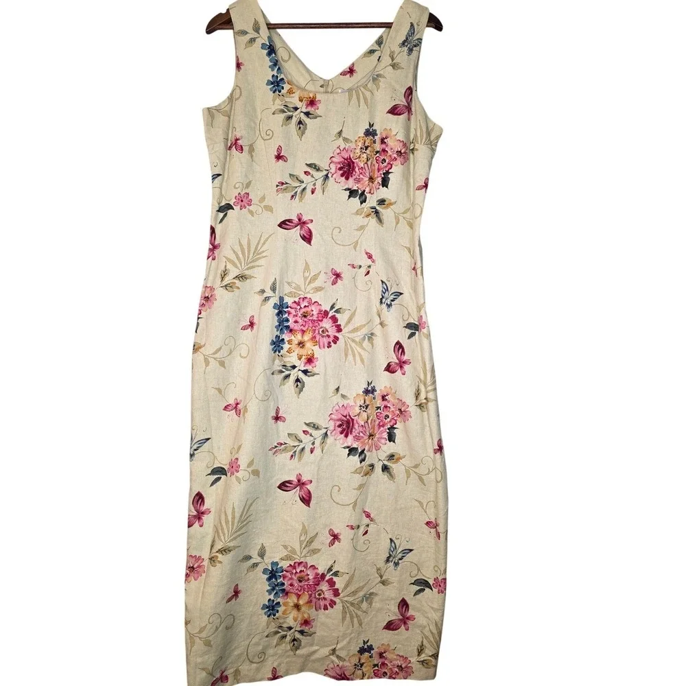 Ultra Dress New York Floral Butterfly Sheath Women Size 12‎ Beige Wedding guest - Picture 3 of 9